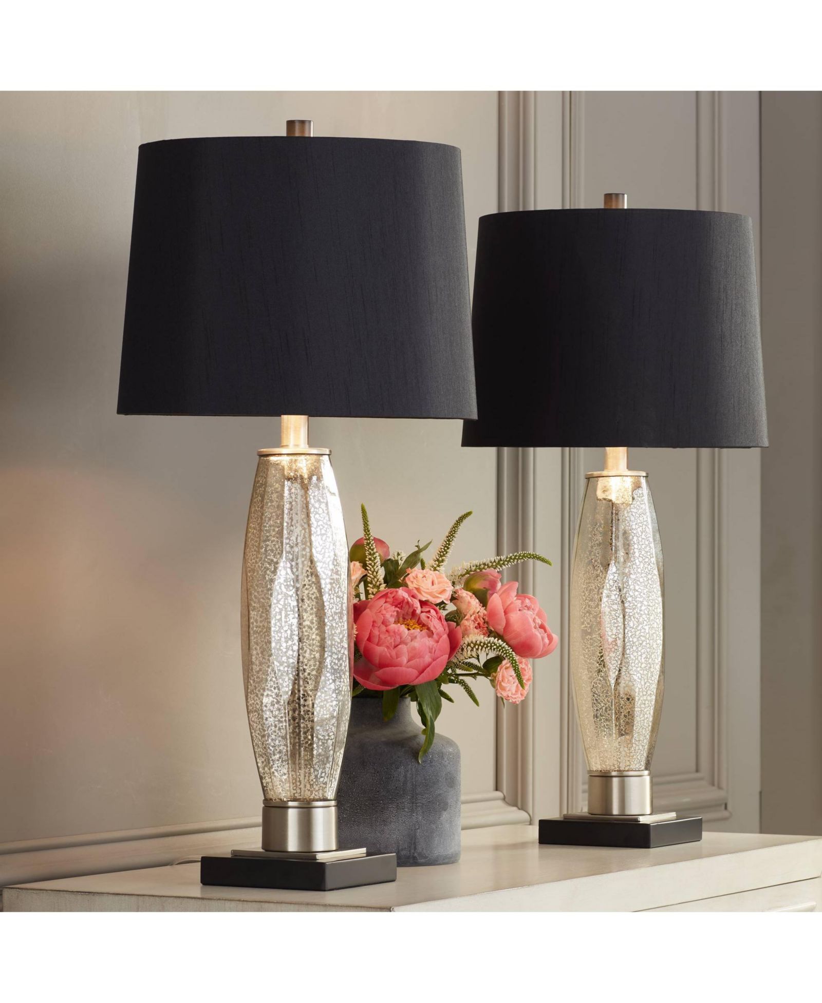 Настольная лампа Regency Hill Landro Modern Mid Century, комплект из 2 шт., Mercury Glass Drum Shade