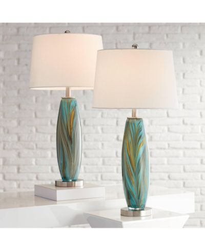 Набор из 2 настольных ламп 360 Lighting Art Glass с тканевыми абажурами, 29.5"