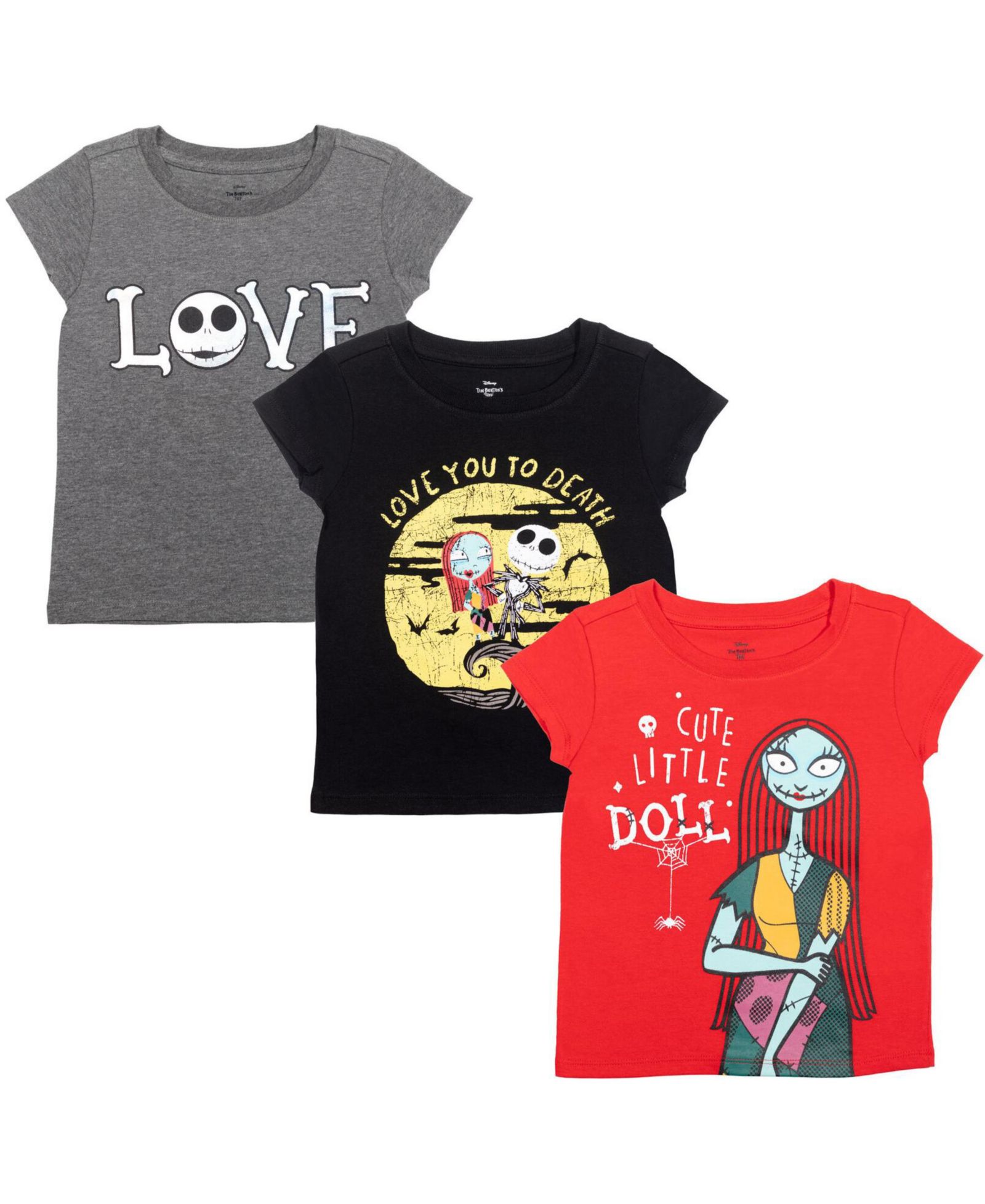 Детская футболка Nightmare Before Christmas Disney Jack Skellington Sally 3 Pack