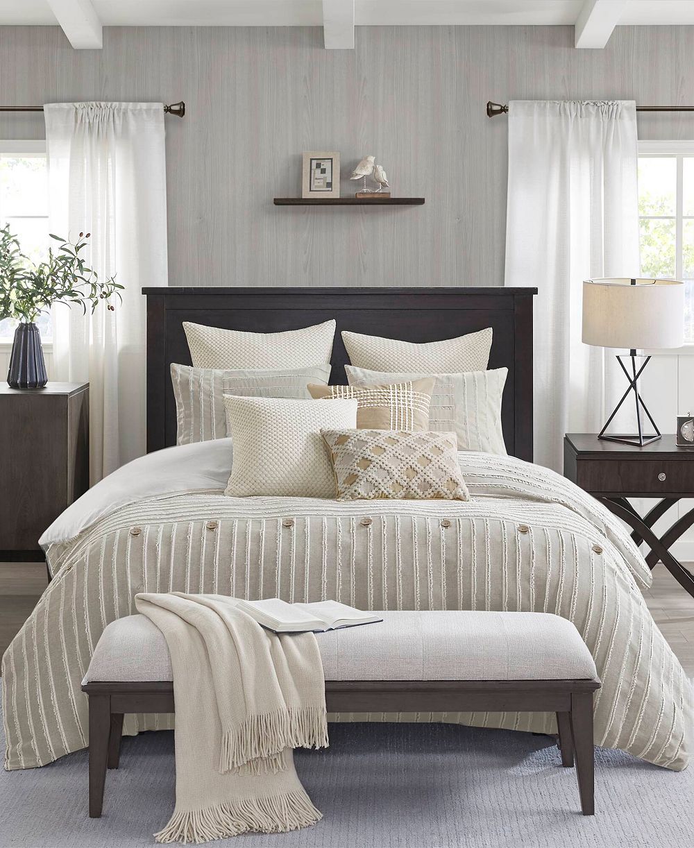 Madison Park Signature Essence Oversized Cotton Clipped Jacquard 9-Pc. Comforter Set, King