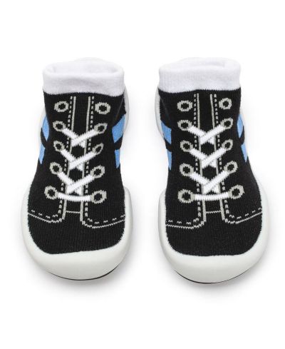 Komuello Infant Girl Boy First Walk Sock Shoes Runner - Black