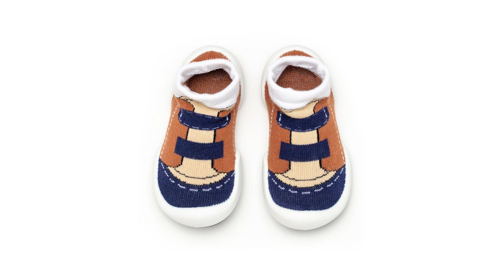 Komuello Infant Boys Breathable Washable Non-Slip Sock Shoes Walker - Brown