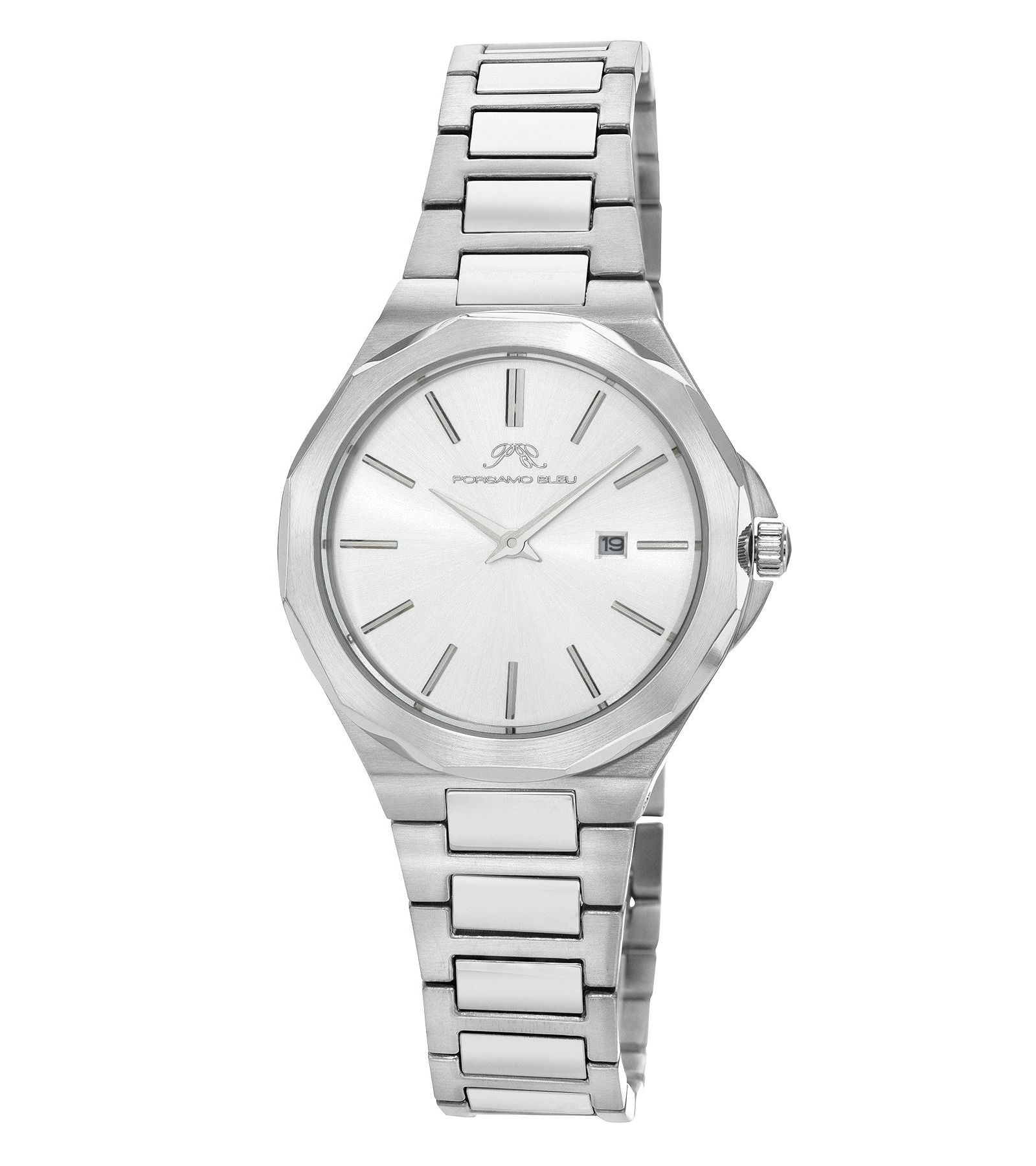 Porsamo Bleu Women's Victoria Round Silver Tone Stainless Steel Bracelet Watch 33 mm