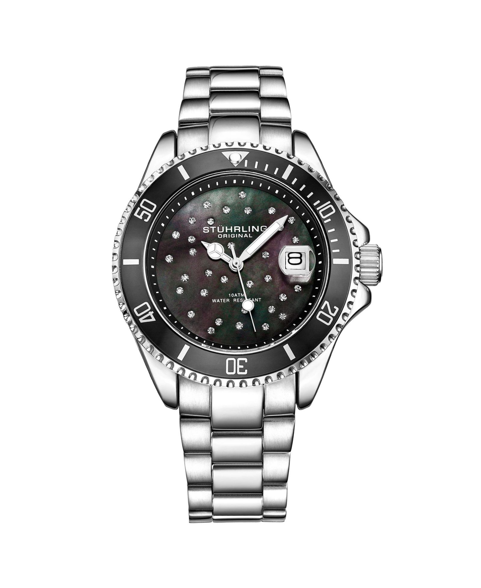 Stuhrling StarSea 3977 Женский Fashion Watch – Quartz Movement, 39mm Case, MOP Dial with Crystal Accents, 100M Water Resistance