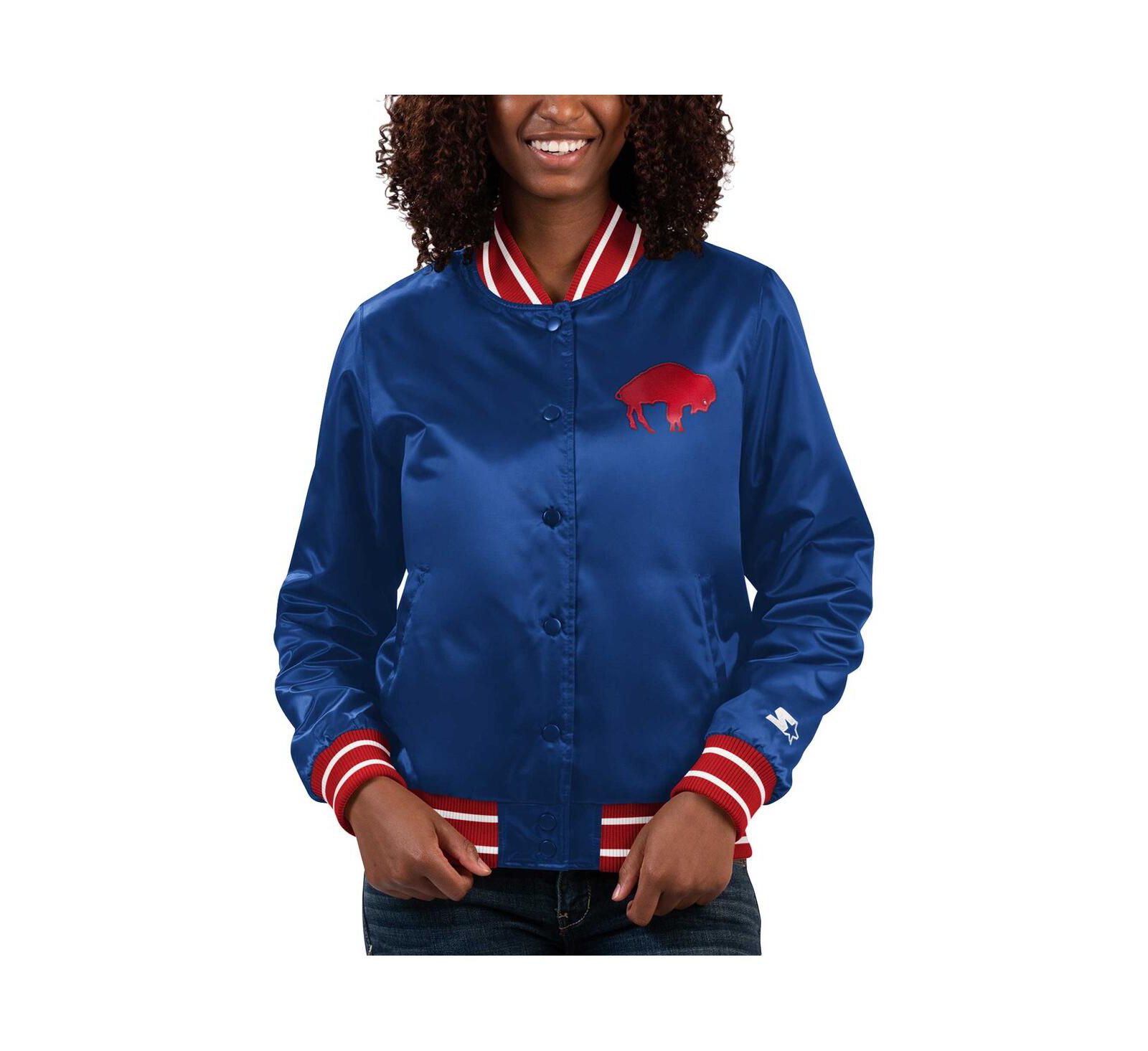 Women's Starter Royal Buffalo Bills Full Count Satin Full-Snap Varsity Jacket