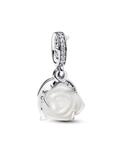 Подвеска-шарм Pandora White Rose Bloom Double Dangle из стерлингового серебра