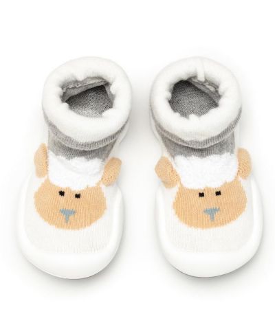 Komuello Baby Girl Boy First Walk Sock Shoes Little Lamb - Heather Grey