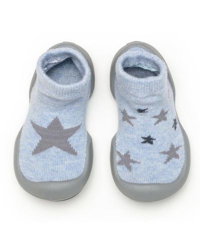 Komuello Baby Girl Boy First Walk Sock Shoes Twinkle Twinkle - Heather Blue