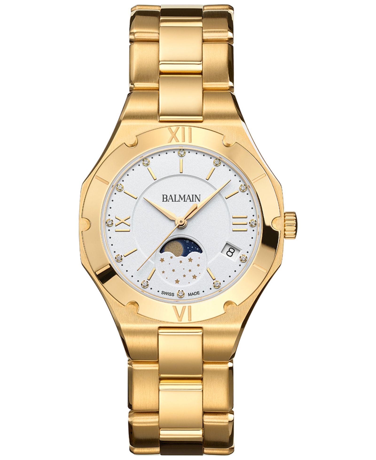 Женские часы Balmain Moonphase Diamond Gold PVD Stainless Steel 33mm