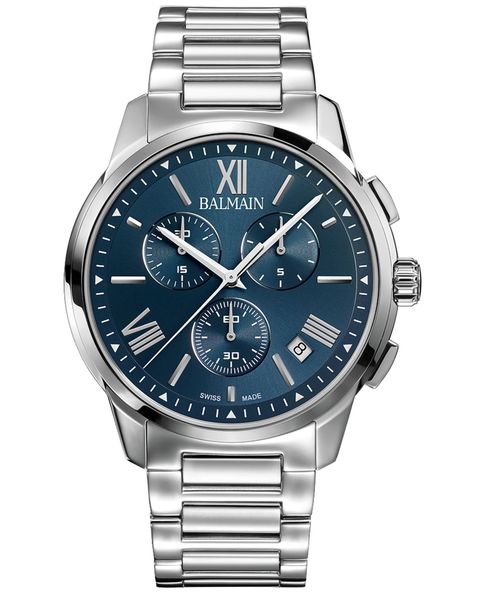 Мужские швейцарские хронограф часы Balmain Madrigal со стальным браслетом, 42mm