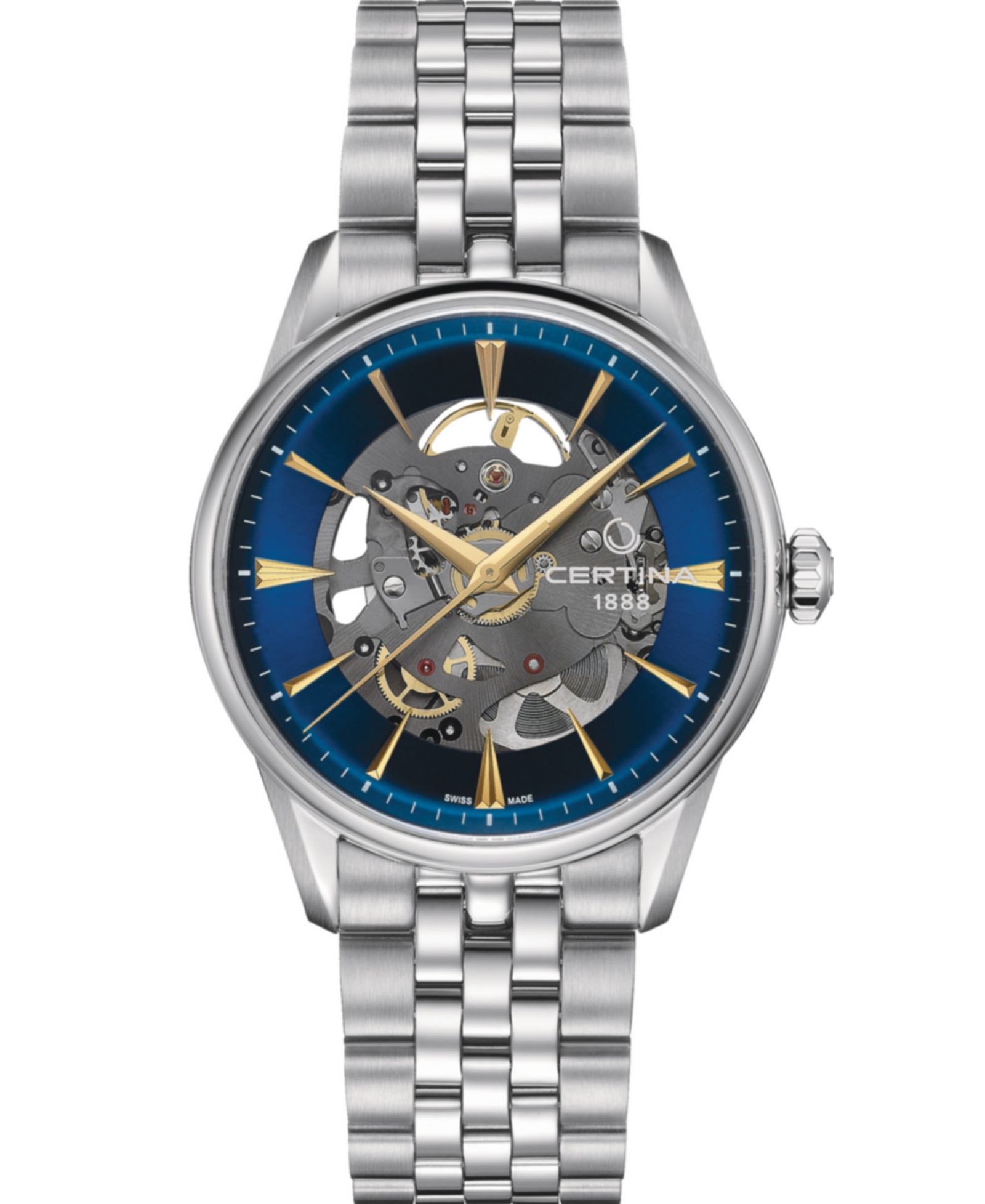 Certina Men's Swiss Automatic DS-1 Skeleton Stainless Steel Bracelet Watch 40mm