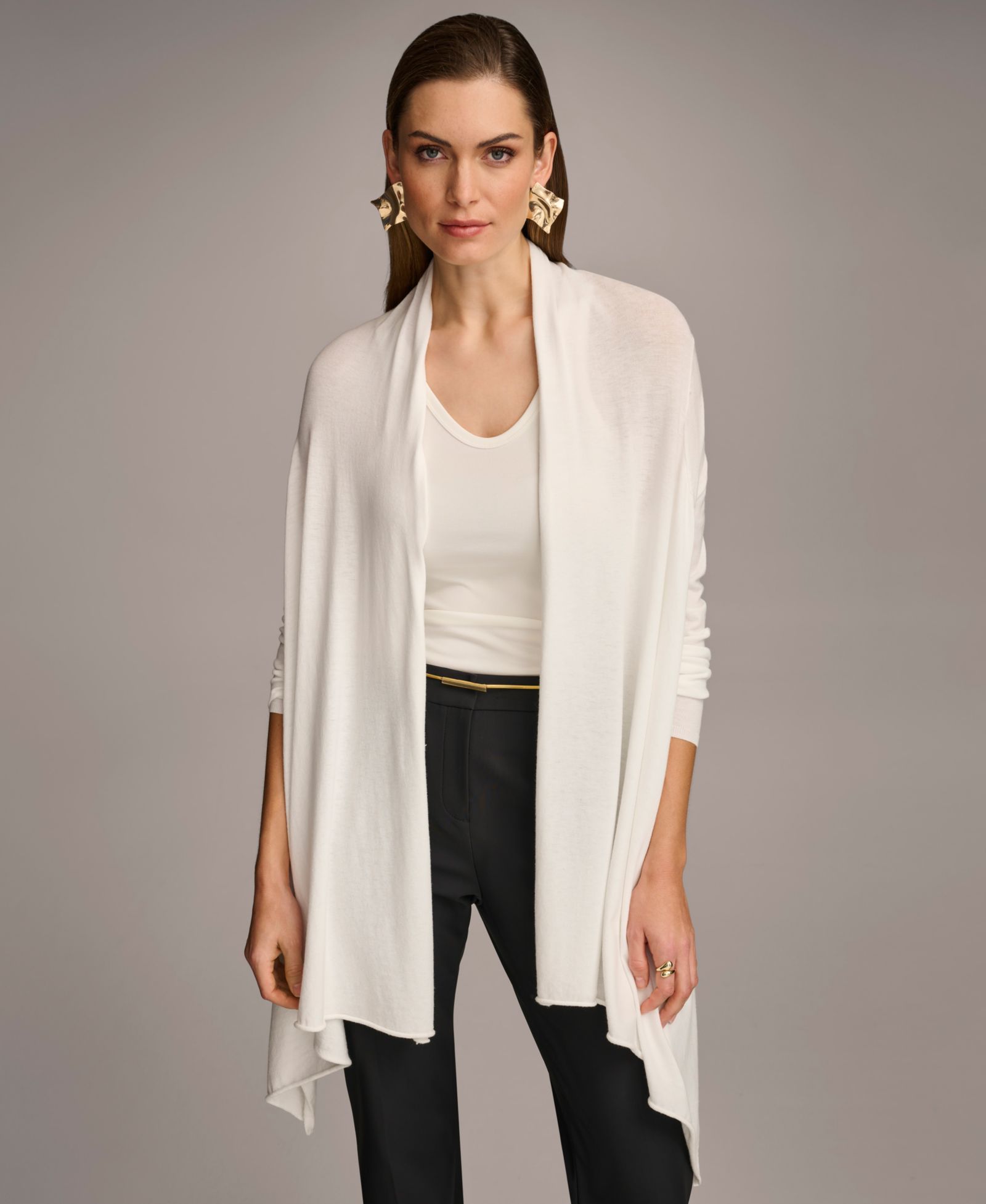 Donna Karan New York Women's Long-Sleeve Drape-Front Cardigan