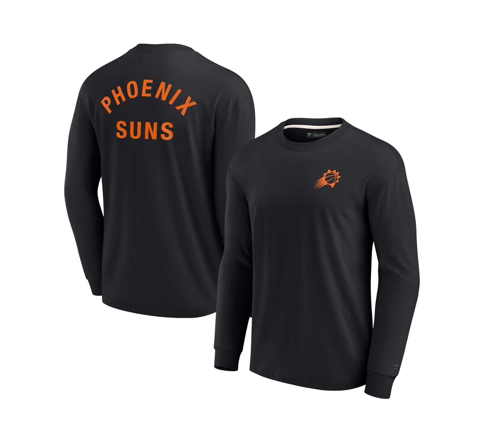Мужская и женская мягкая футболка Fanatics Signature Phoenix Suns с длинным рукавом, черная