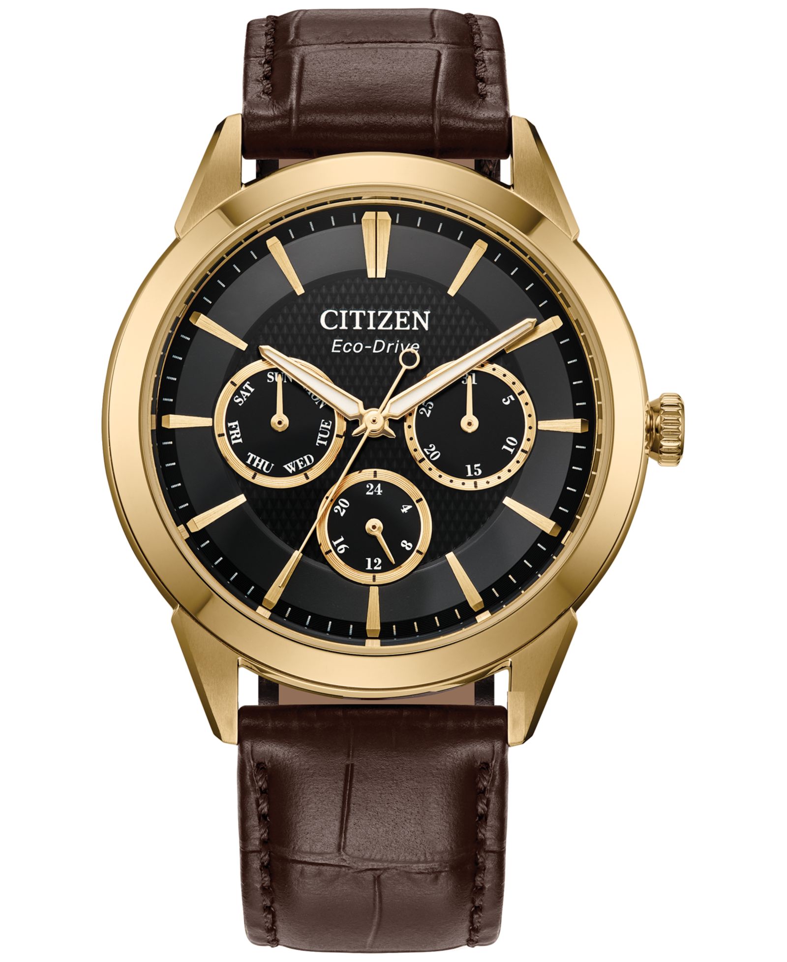 Citizen Eco-Drive Men's Rolan Brown Leather Strap Watch 40mm