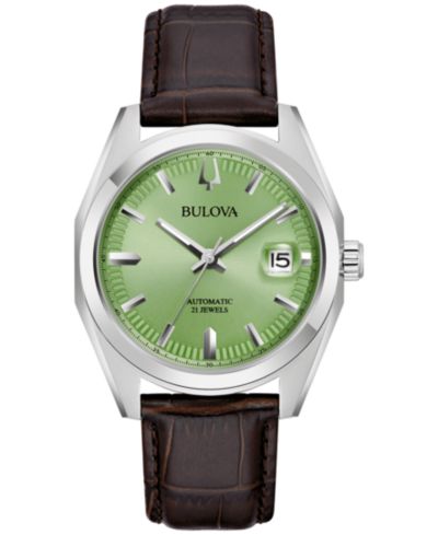 Мужские часы Bulova Automatic Surveyor Brown Leather Strap 39mm