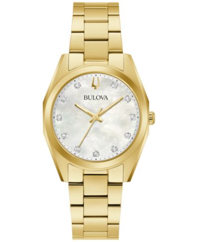 Bulova Женские Surveyor Diamond (1/20 ct. t.w.) Gold-Tone Stainless Steel Bracelet Watch 31mm
