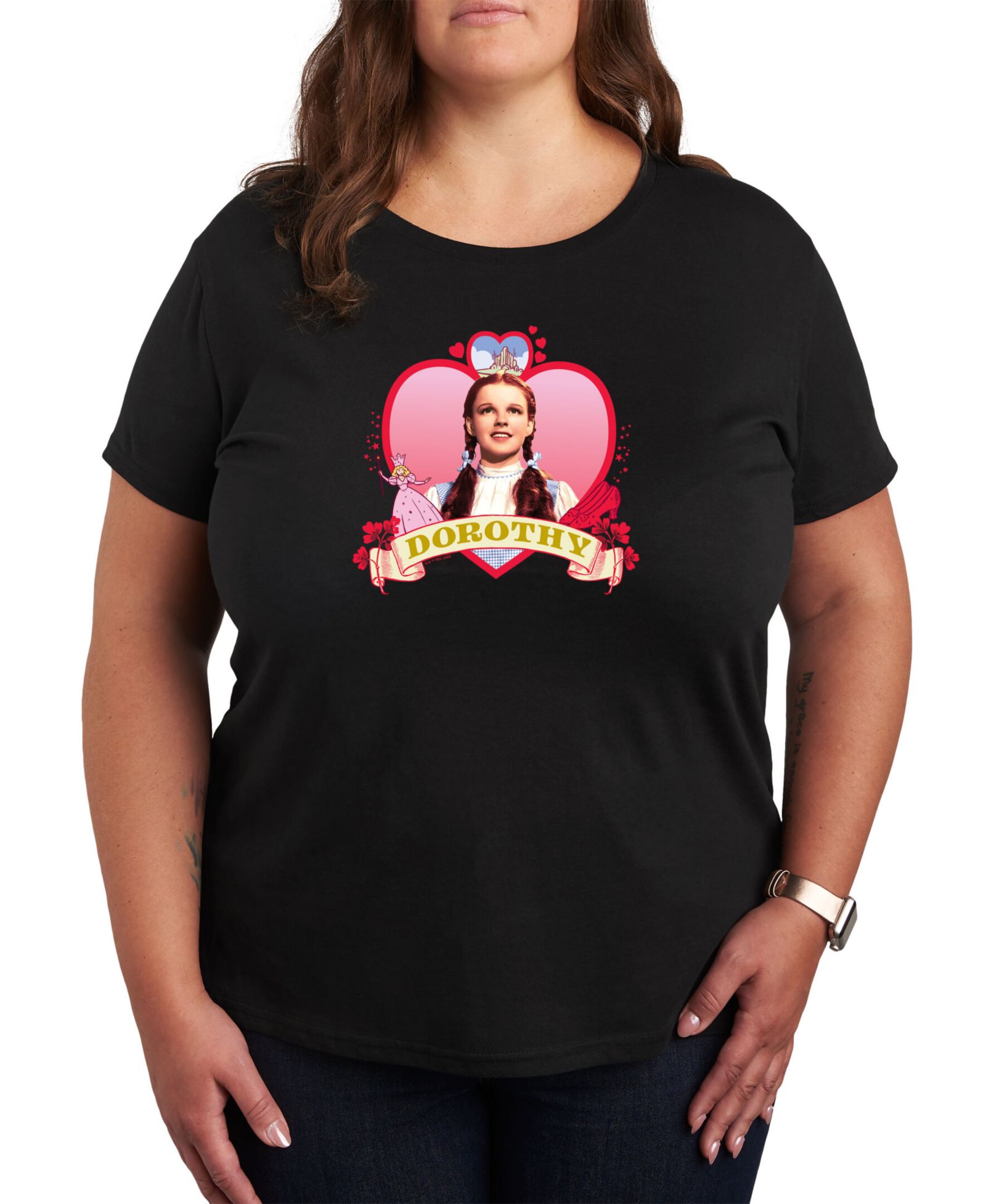 Женская футболка Hybrid Apparel Trendy Plus Size Wizard of Oz Dorothy Hearts Graphic