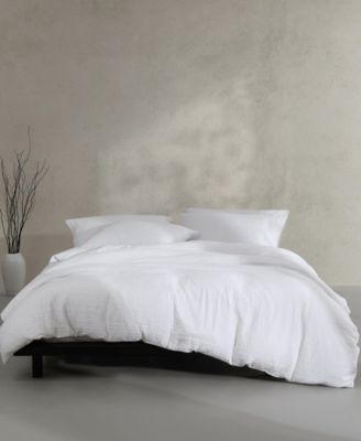 Calvin Klein Washed Texture Solid Cotton Jacquard 3 Piece Comforter Set, Queen