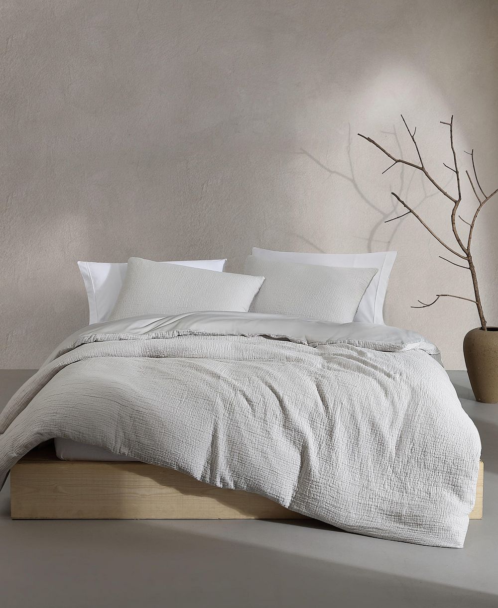 Calvin Klein Washed Texture Solid Cotton Jacquard 3 Piece Comforter Set, Queen