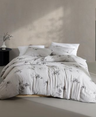 Calvin Klein Aquarelle Floral Cotton Melange Gauze 3 Piece Duvet Cover Set, Queen