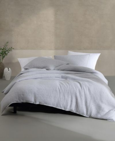 Calvin Klein Modern Cotton Ribbed Matelasse Melange Tencel Jersey 3 Piece Duvet Cover Set, Queen
