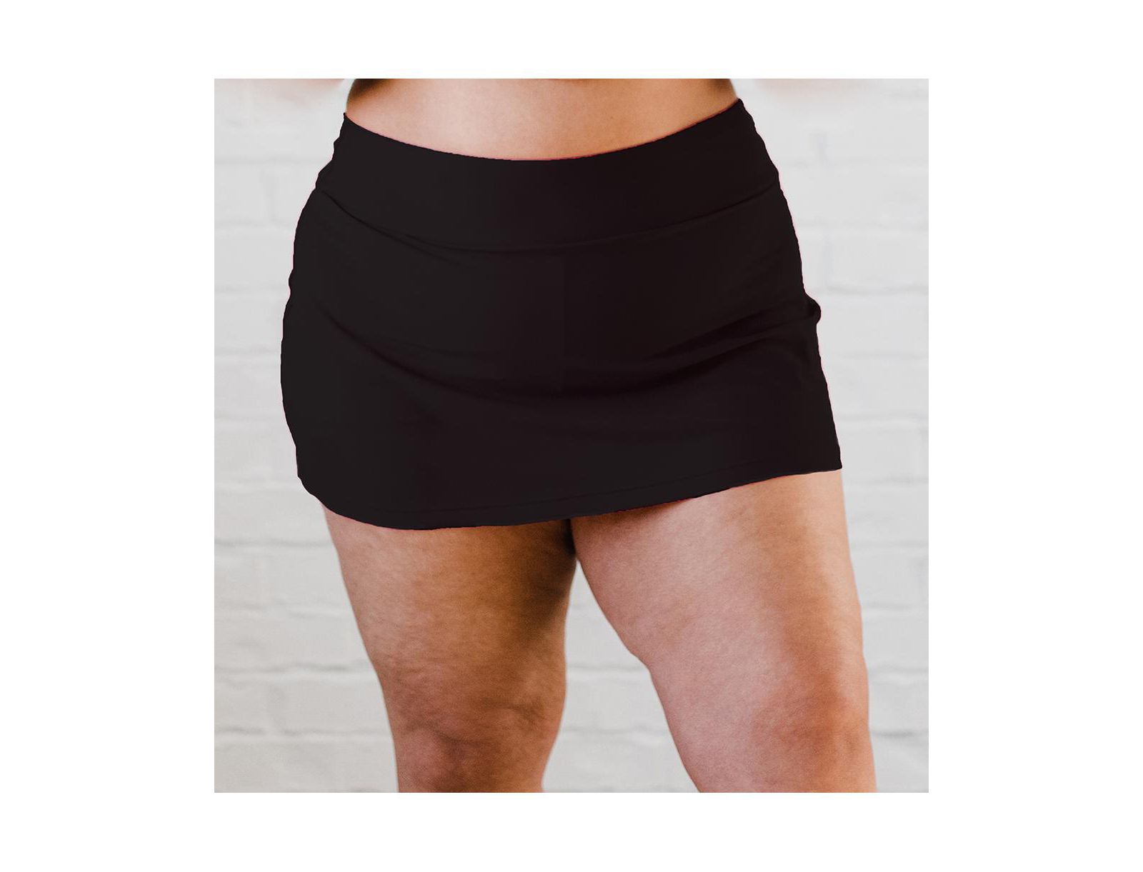 Calypsa Plus Size Chlorine Resistant High Waisted Mini Swim Skirt With Shorts