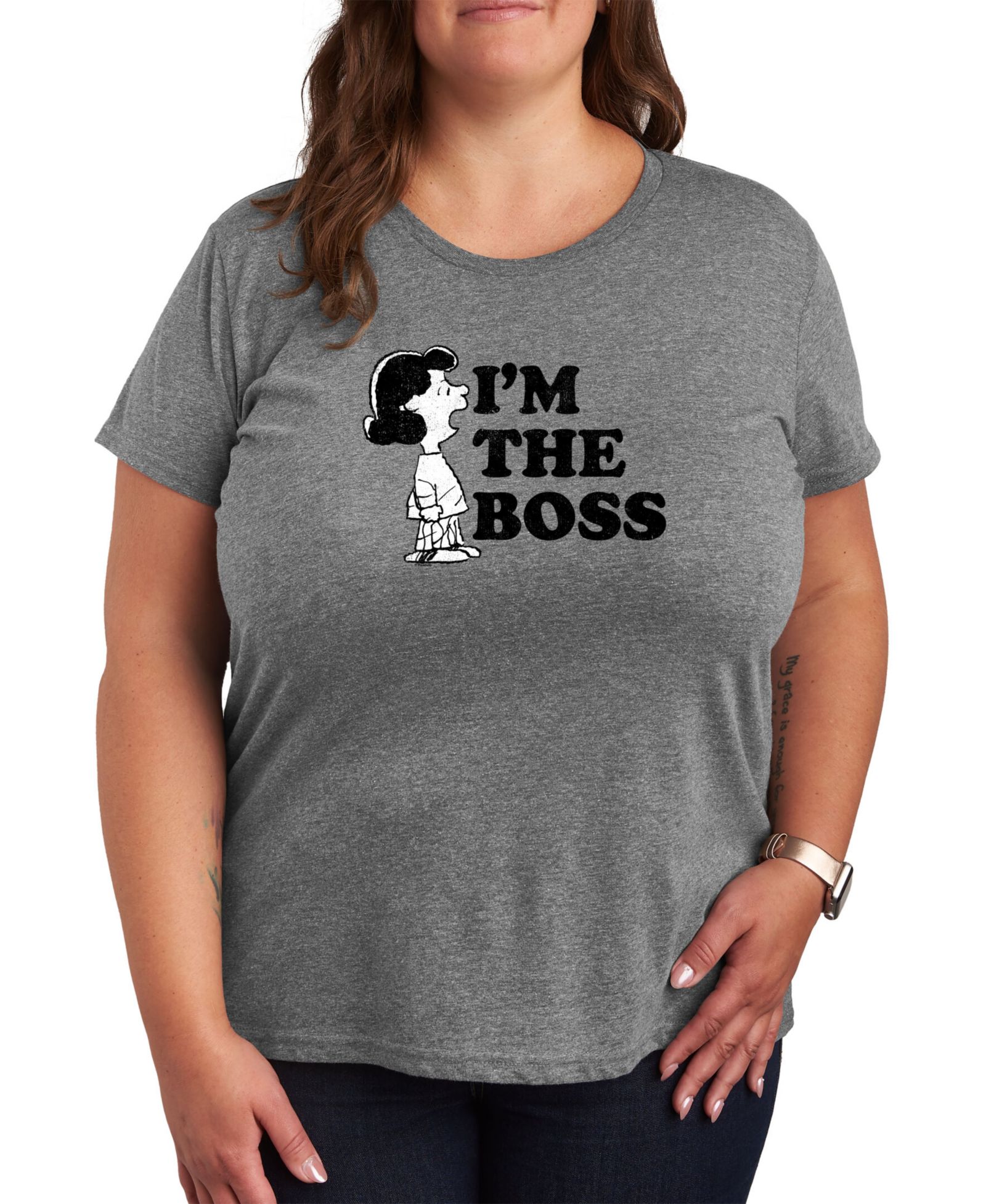 Трендовая футболка Hybrid Apparel Peanuts Lucy для Plus Size