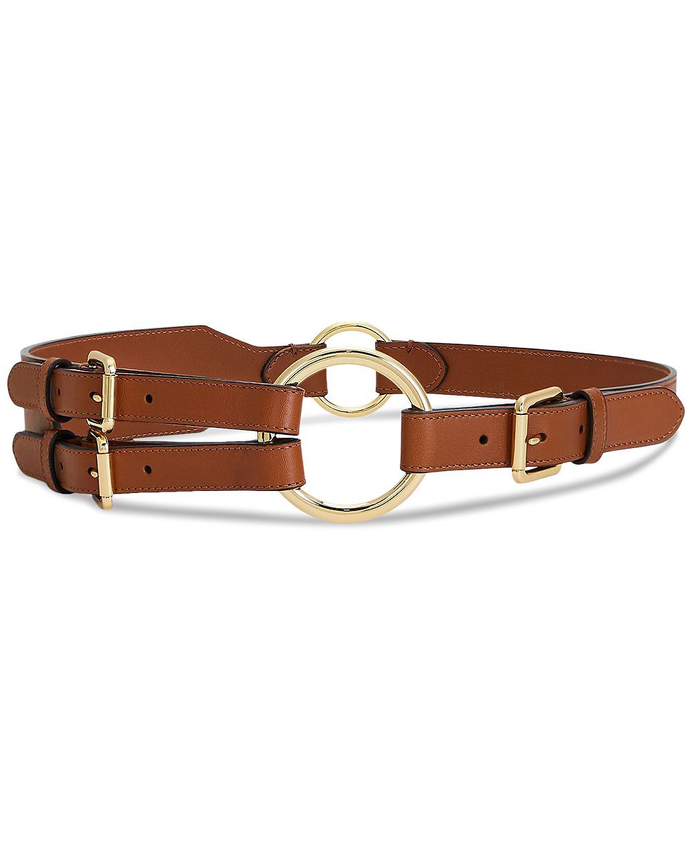 Lauren Ralph Lauren Women's Tri-Strap O-Ring Leather Belt