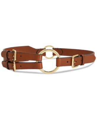 Женский кожаный ремень Lauren Ralph Lauren с тремя ремешками и O-образным кольцом