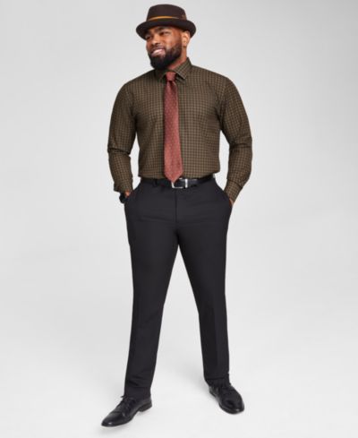 Мужская приталенная рубашка Tayion Collection Brown & Gold Slim-Fit
