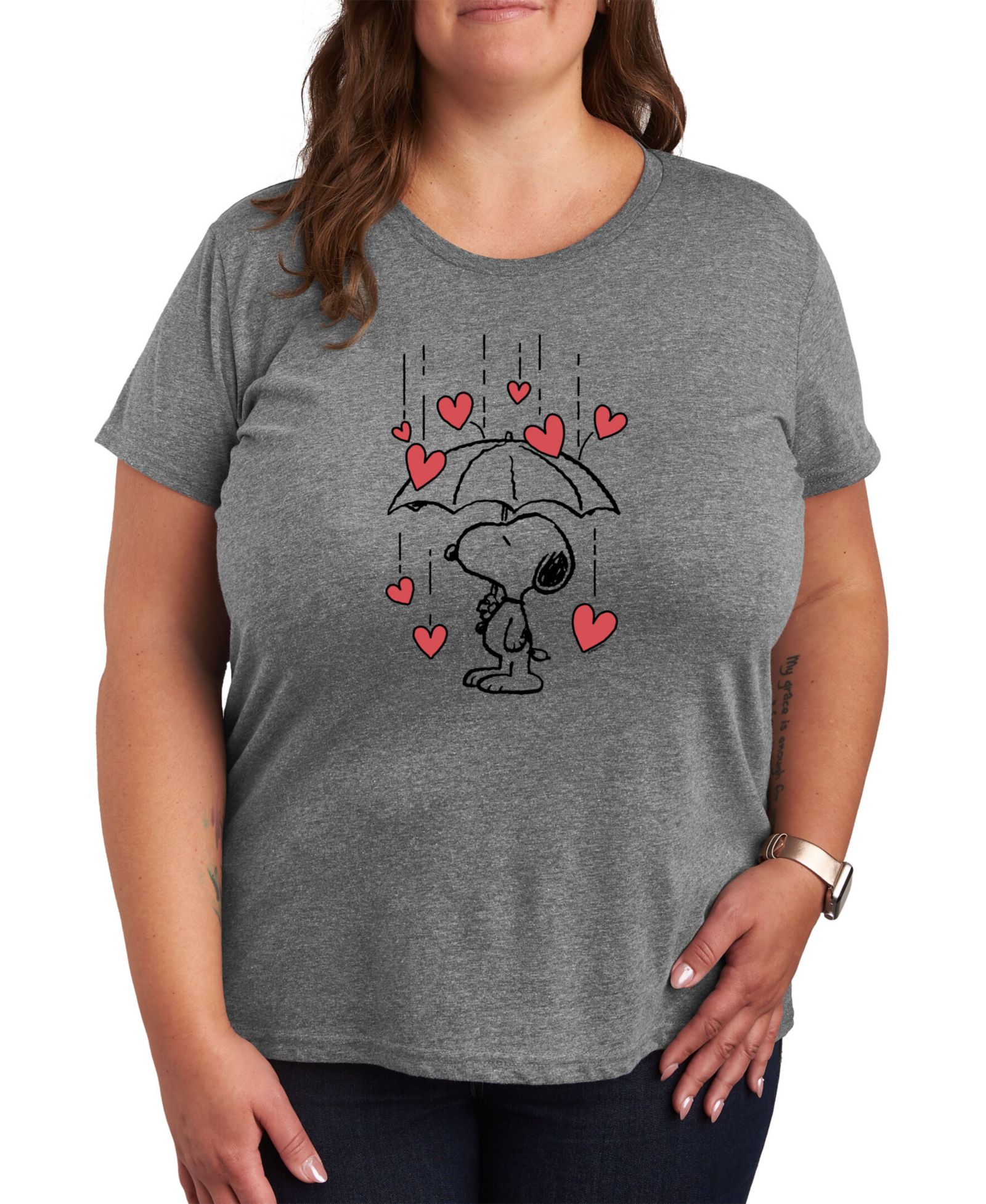 Женская футболка Air Waves Trendy Plus Size Peanuts Snoopy Valentine's Day Graphic