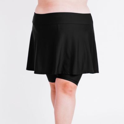 Женская юбка-шорты Calypsa Plus Size Flared Mid-Thigh Swim Skirt With Bike Shorts