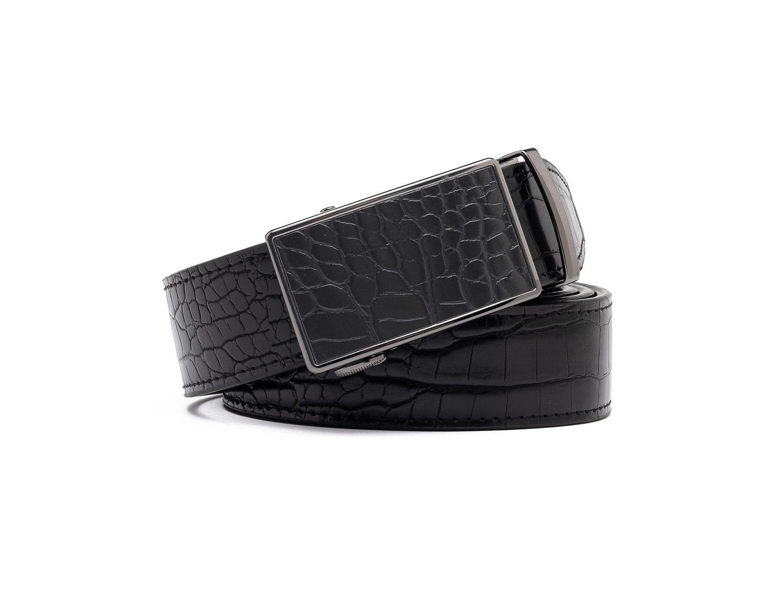 Men's Genuine Leather Crocodile Design Dress Belt with Automatic Buckle