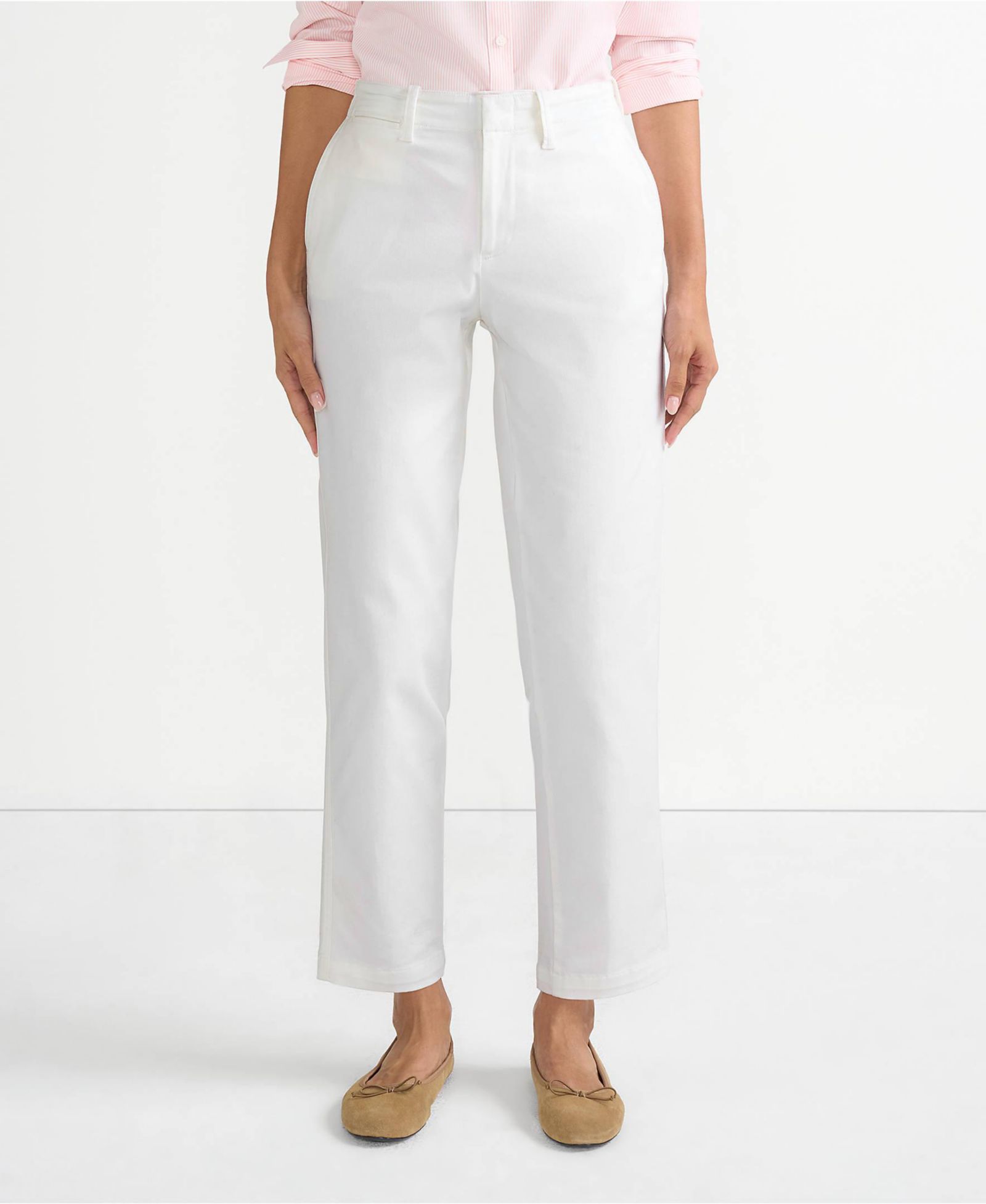Lands' End Petite Mid Rise Classic Straight Leg Chino Ankle Pants