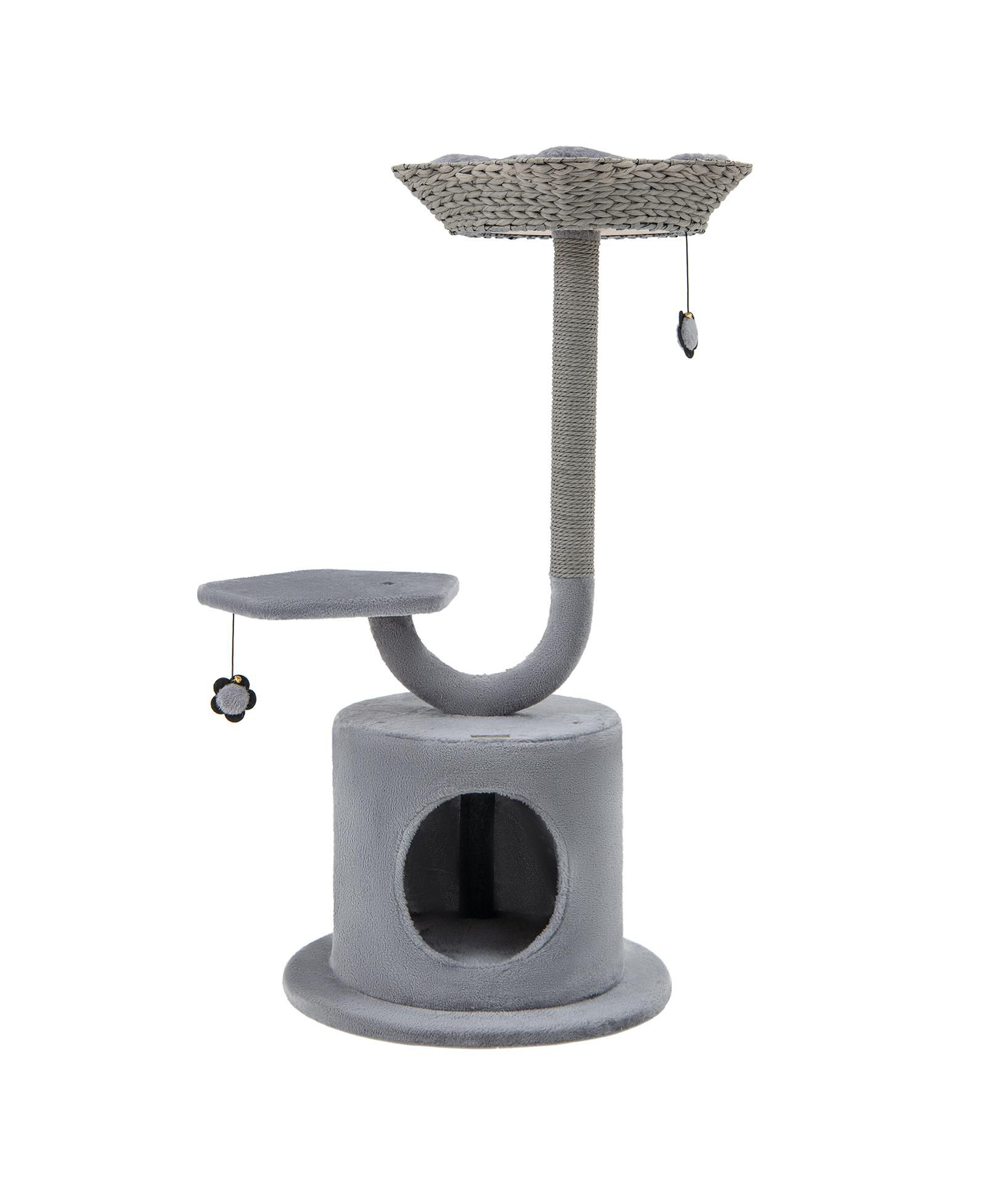 SUGIFT 42 Inch Tall Cat Tower with Curved Metal Supporting Frame for Large and Small Cats