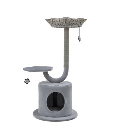 SUGIFT 42 Inch Tall Cat Tower with Curved Metal Supporting Frame for Large and Small Cats