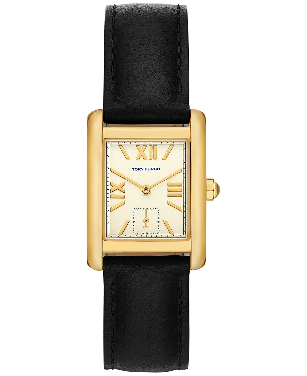 Tory Burch Women's The Eleanor Black Leather Strap Watch 25mm