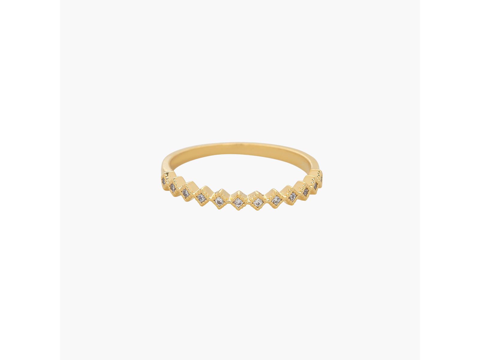Минималистичное кольцо Bearfruit Jewelry с тонкой кристаллической полосой, позолота 14k