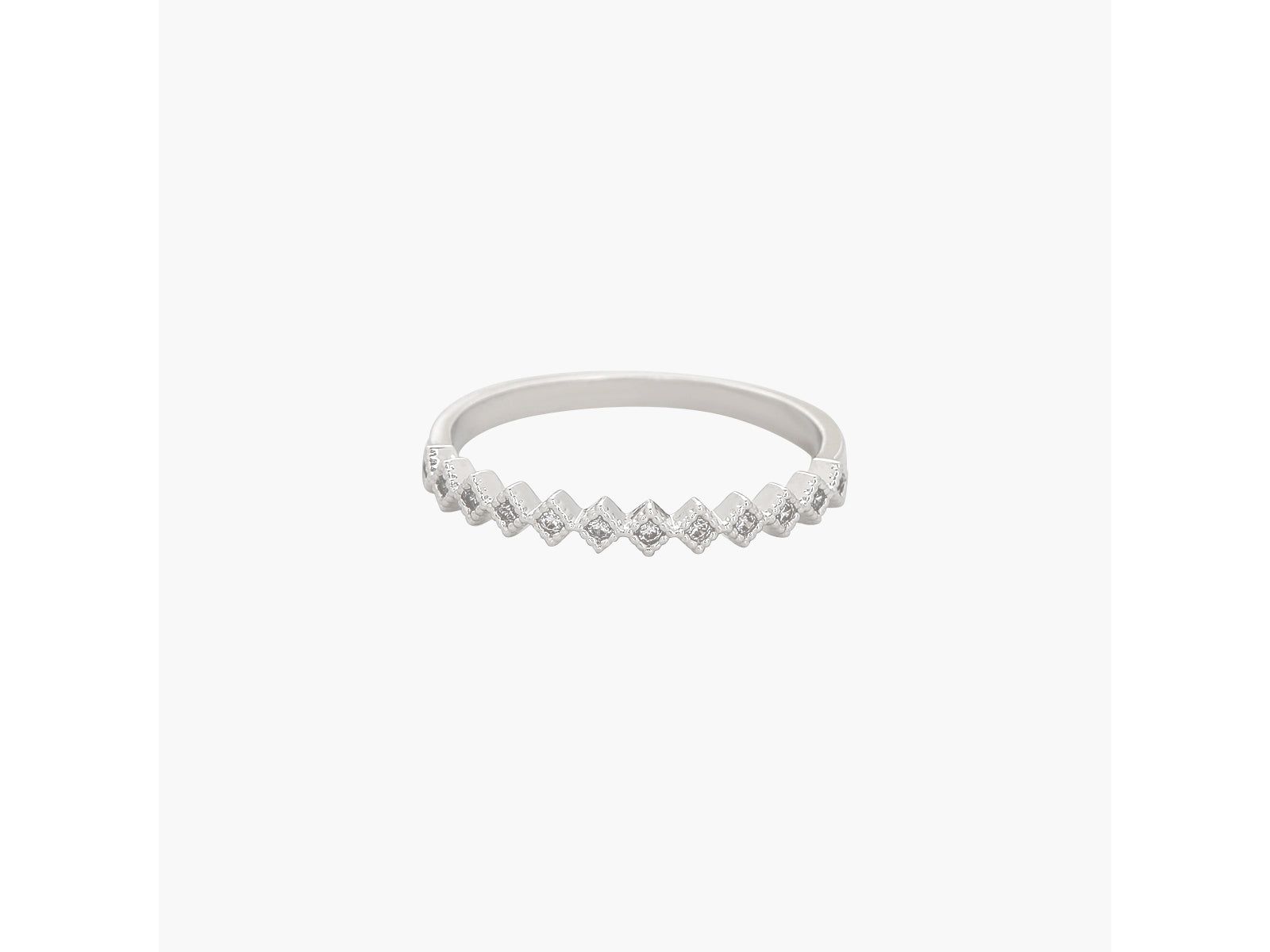 14k Gold Plated Thin Crystal Band Ring Minimalist Dainty Daily Wear