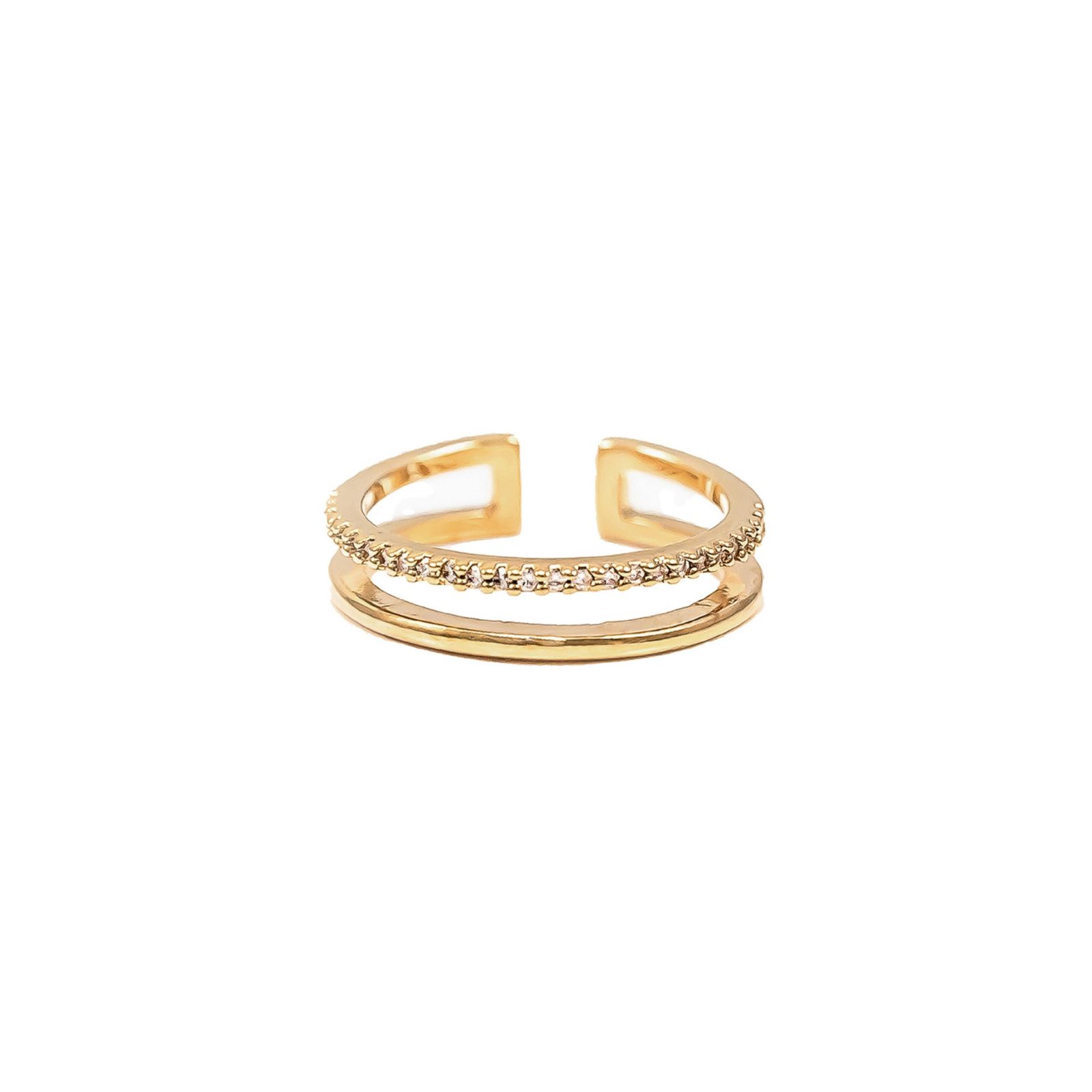 Bearfruit Jewelry кольцо Grace из позолоченного золота 14k с двойной полосой
