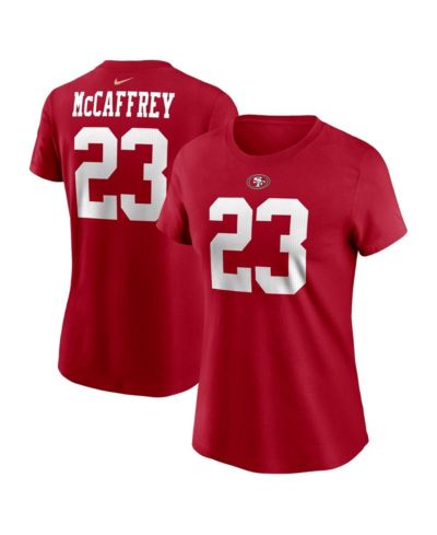 Женская футболка Nike Christian McCaffrey Scarlet San Francisco 49ers Player Name and Number