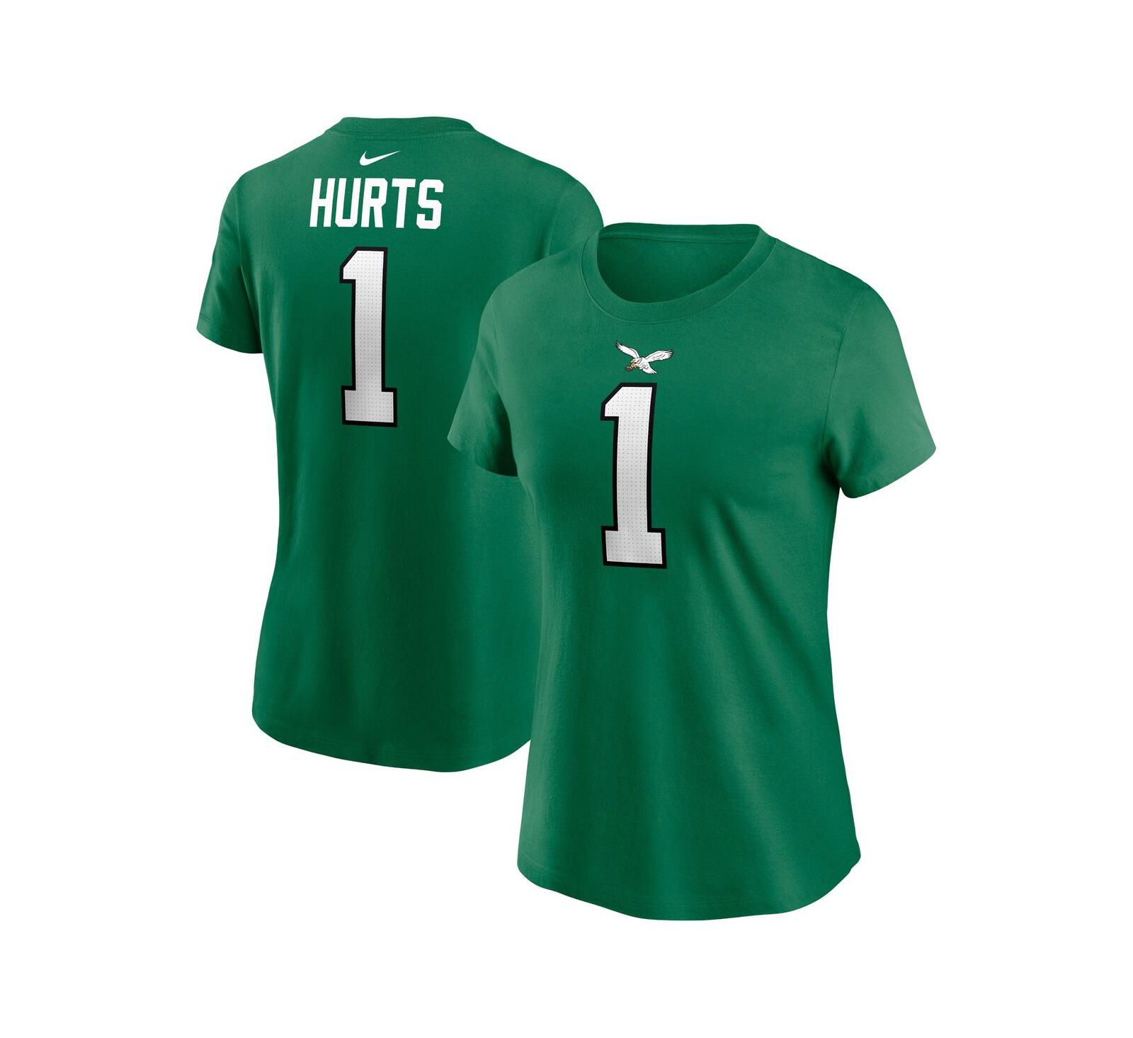 Women's Nike Jalen Hurts Kelly Green Philadelphia Eagles Player Name and Number T-shirt