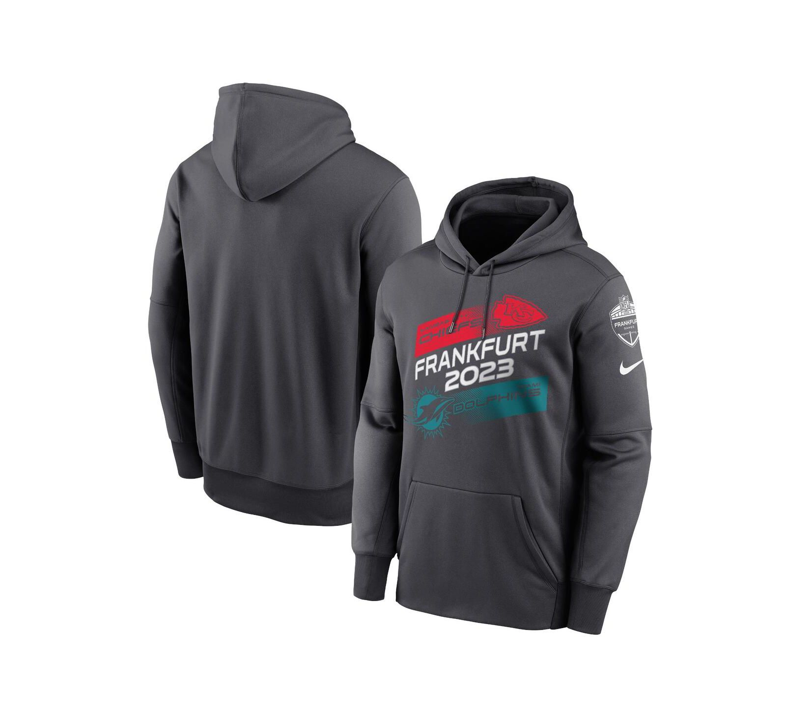 Men's Nike Anthracite Kansas City Chiefs Vs. Miami Dolphins 2023 Frankfurt Game Pullover Hoodie