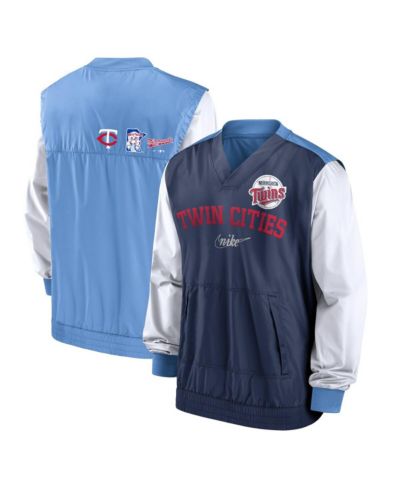Мужская куртка-толстовка Nike White Light Blue Minnesota Twins Rewind Warmup V-Neck Pullover