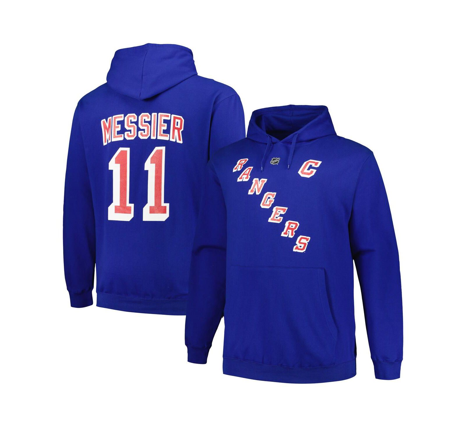 Мужское худи Profile Mark Messier Blue New York Rangers Big and Tall Name and Number Pullover