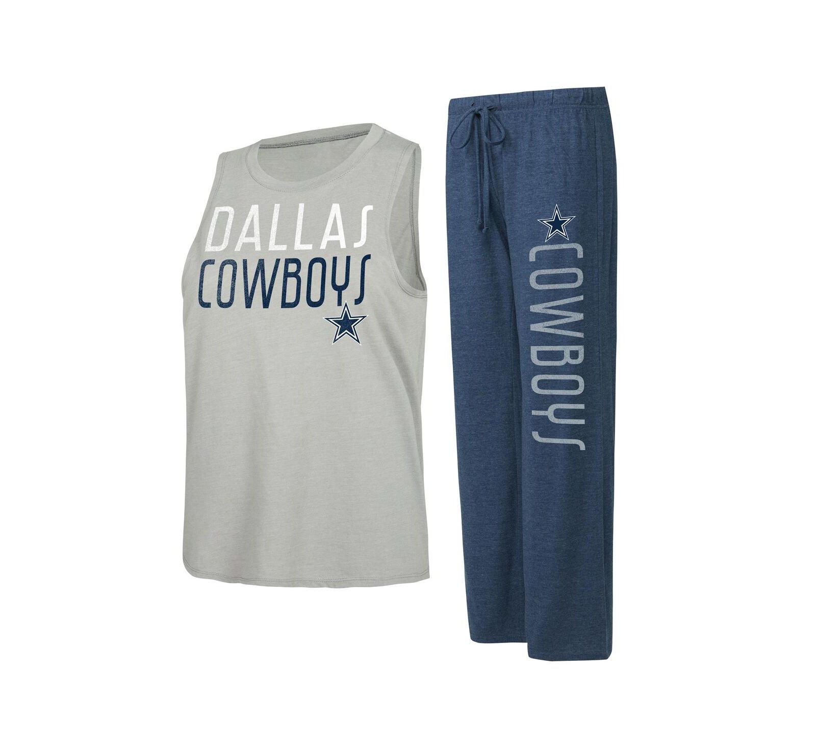 Women's Concepts Sport Navy, Gray Distressed Dallas Cowboys Muscle Tank Top and Pants Lounge Set