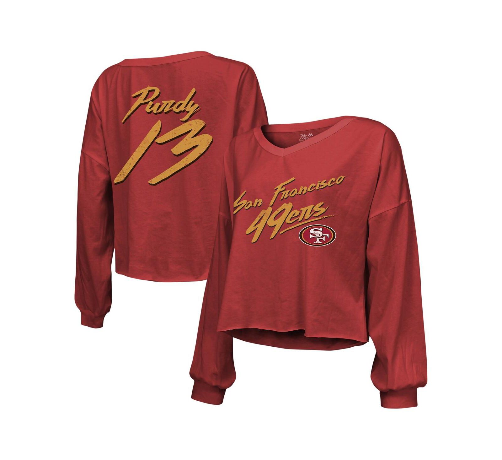 Majestic Threads Женский укороченный лонгслив Brock Purdy San Francisco 49ers