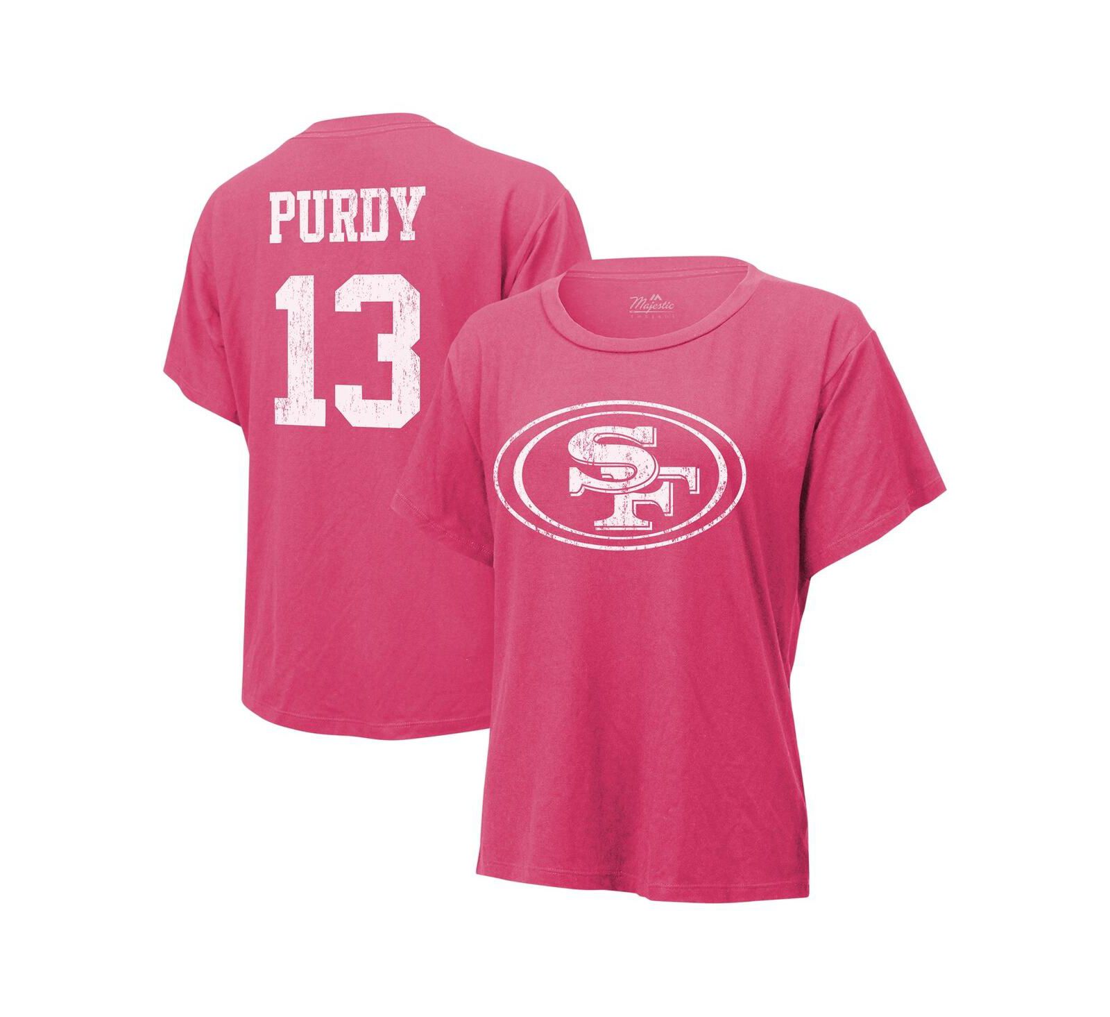 Женская футболка Majestic Threads Brock Purdy Pink San Francisco 49ers