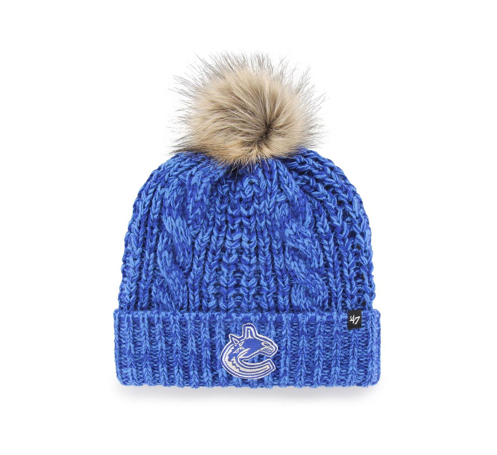 Women's '47 Brand Blue Vancouver Canucks Logo Meeko Cuffed Knit Hat with Pom