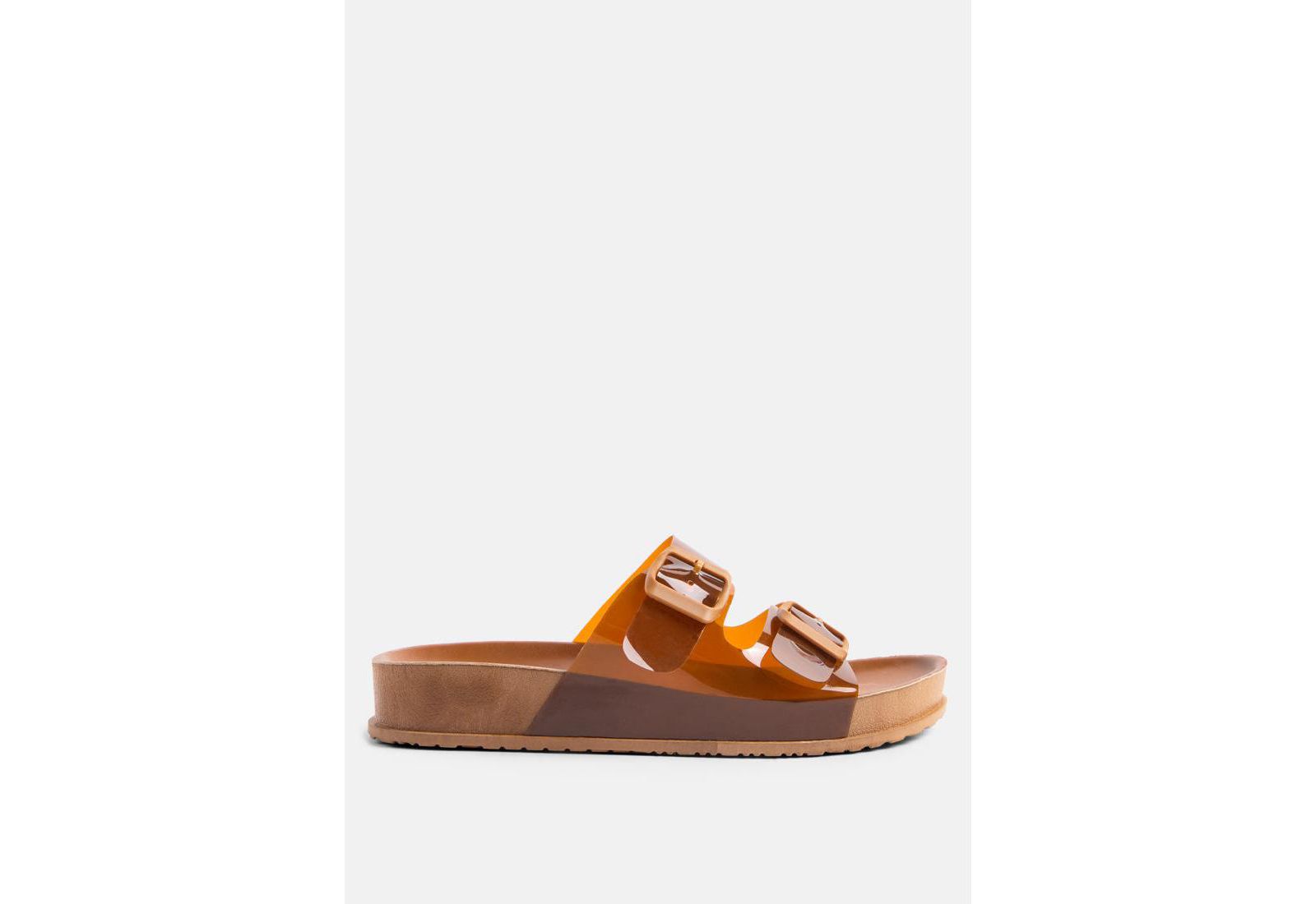 London Rag Womens Minata Platform Buckled Slide Sandals